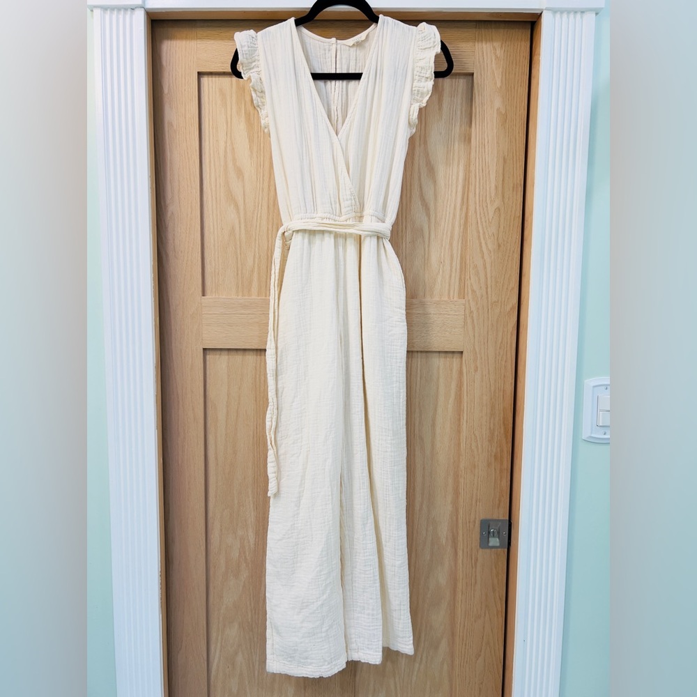 Sim & Sam Anthropologie Gauze Cream Sleeveless Jumpsuit